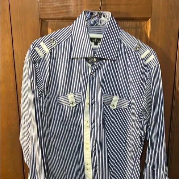 bertigo mens dress shirts STAR GRAFFITI SHIRT WHT / LS / 4XL